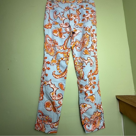J. McLaughlin Pants Women's Orange And Blue Paisley Print Modal Spandex Size 10 - Picture 5 of 15